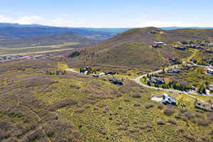 Aerial view of a mountainous background