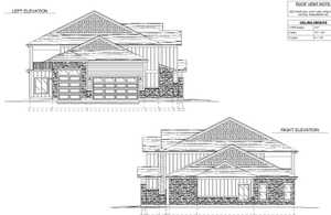 Architectural Drawings, Elevations. Depicting the left and right exterior views of the property with associated ceiling height specifications