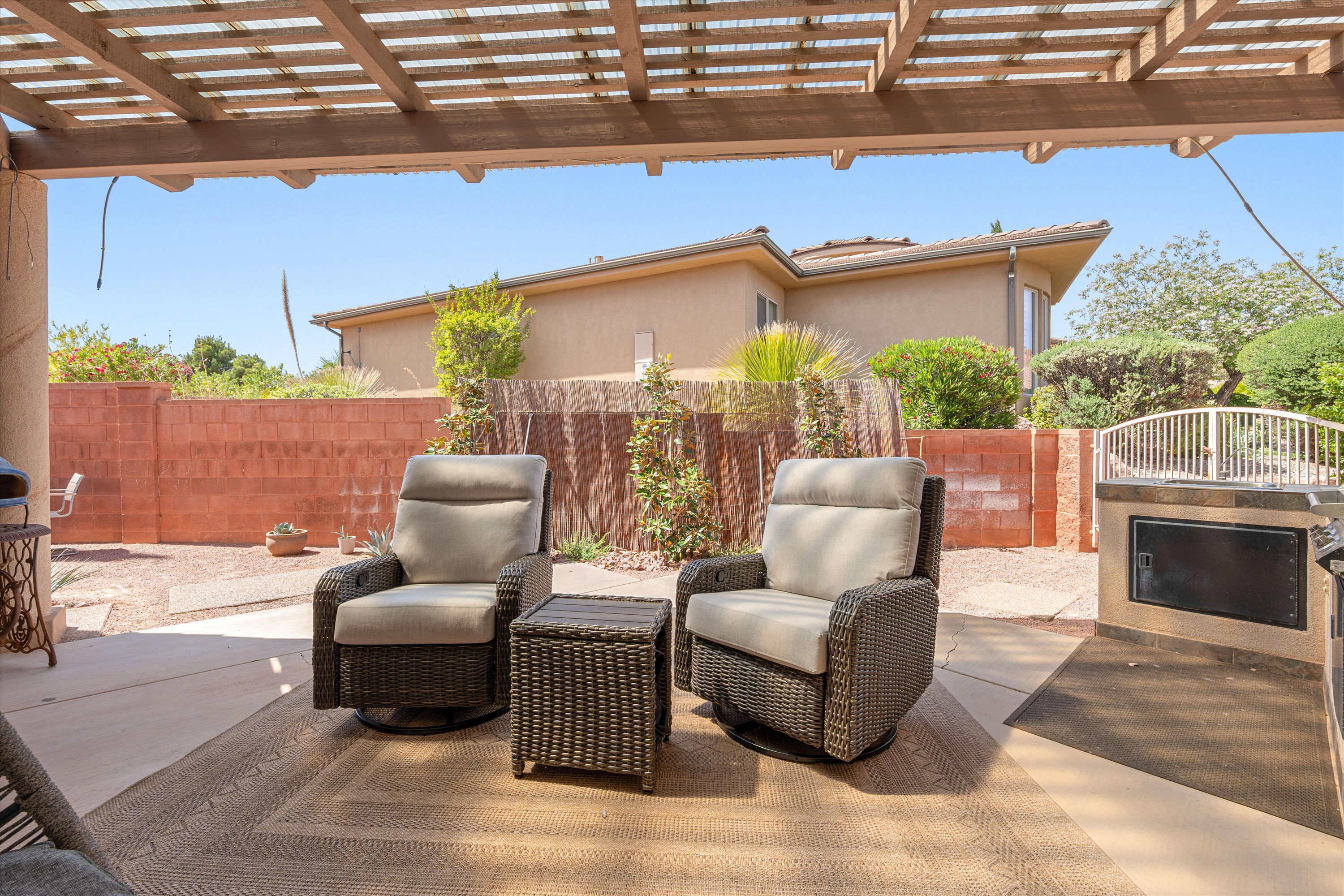 View of patio / terrace featuring a pergola