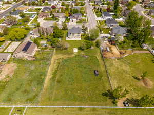 Aerial perspective of suburban area