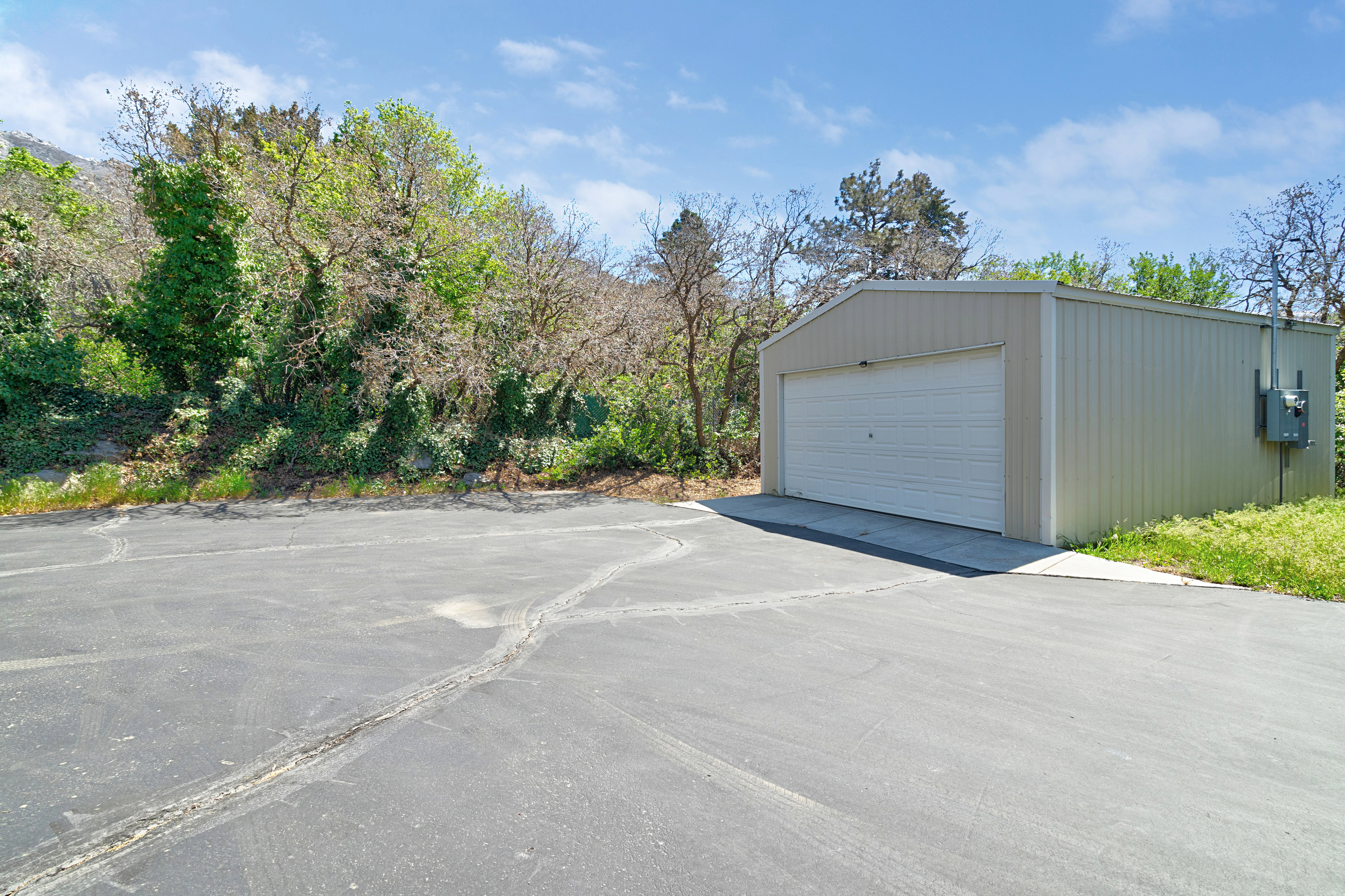 View of detached garage