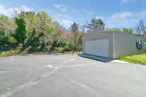 View of detached garage