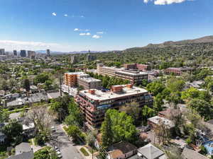 Contemporary multistory building with multiple balconies, situated amidst mature trees