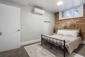 Spacious bedroom with mini-split for heating and cooling