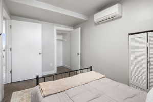 Two closet spaces within the bedroom