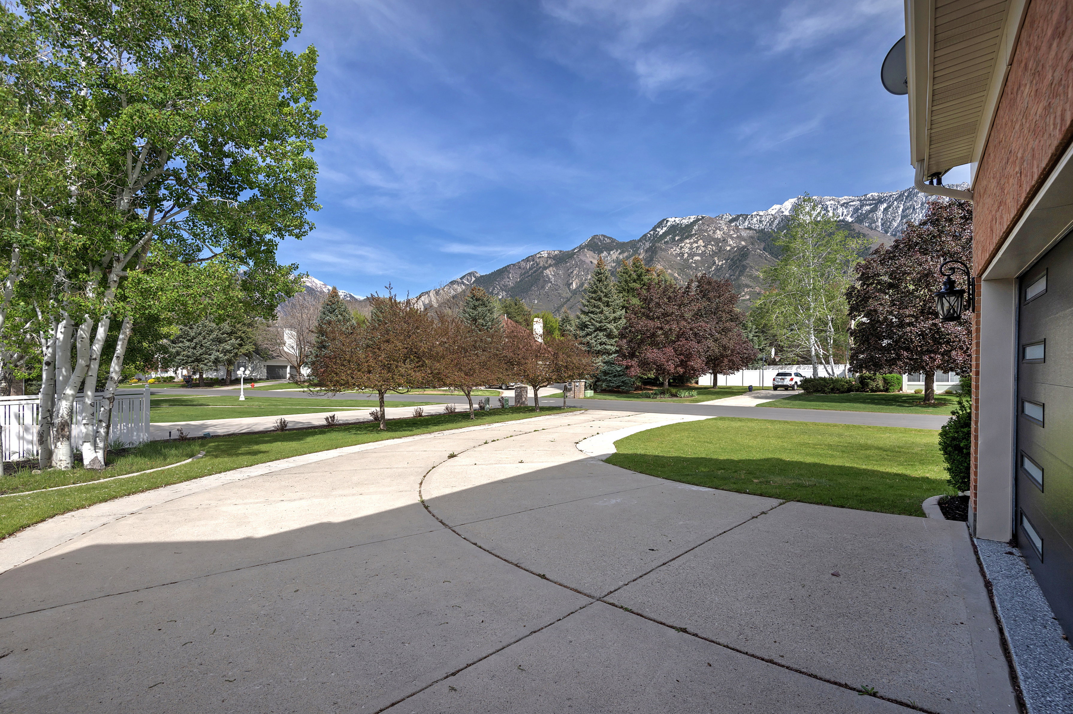View of patio featuring a mountain view