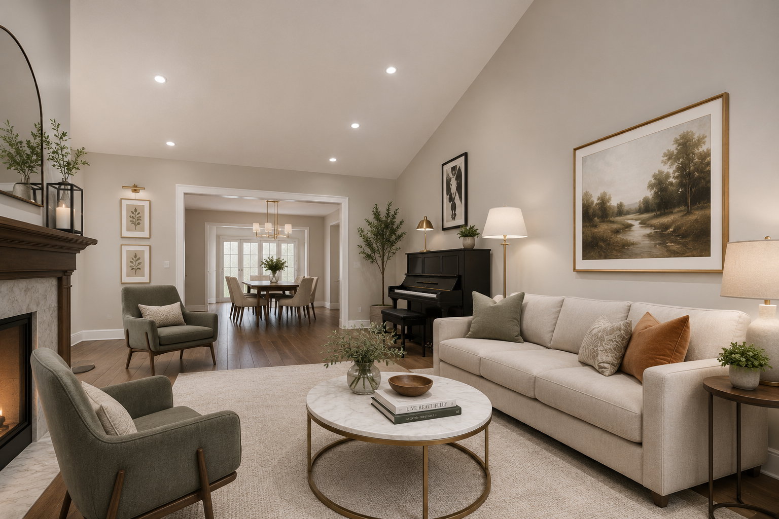 Virtually staging showing potential updating to colors and lighting.