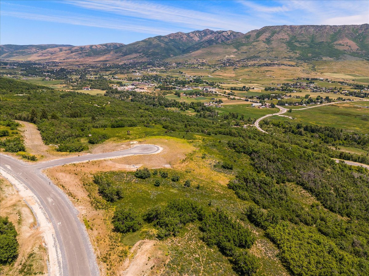 Aerial view of a mountainous background