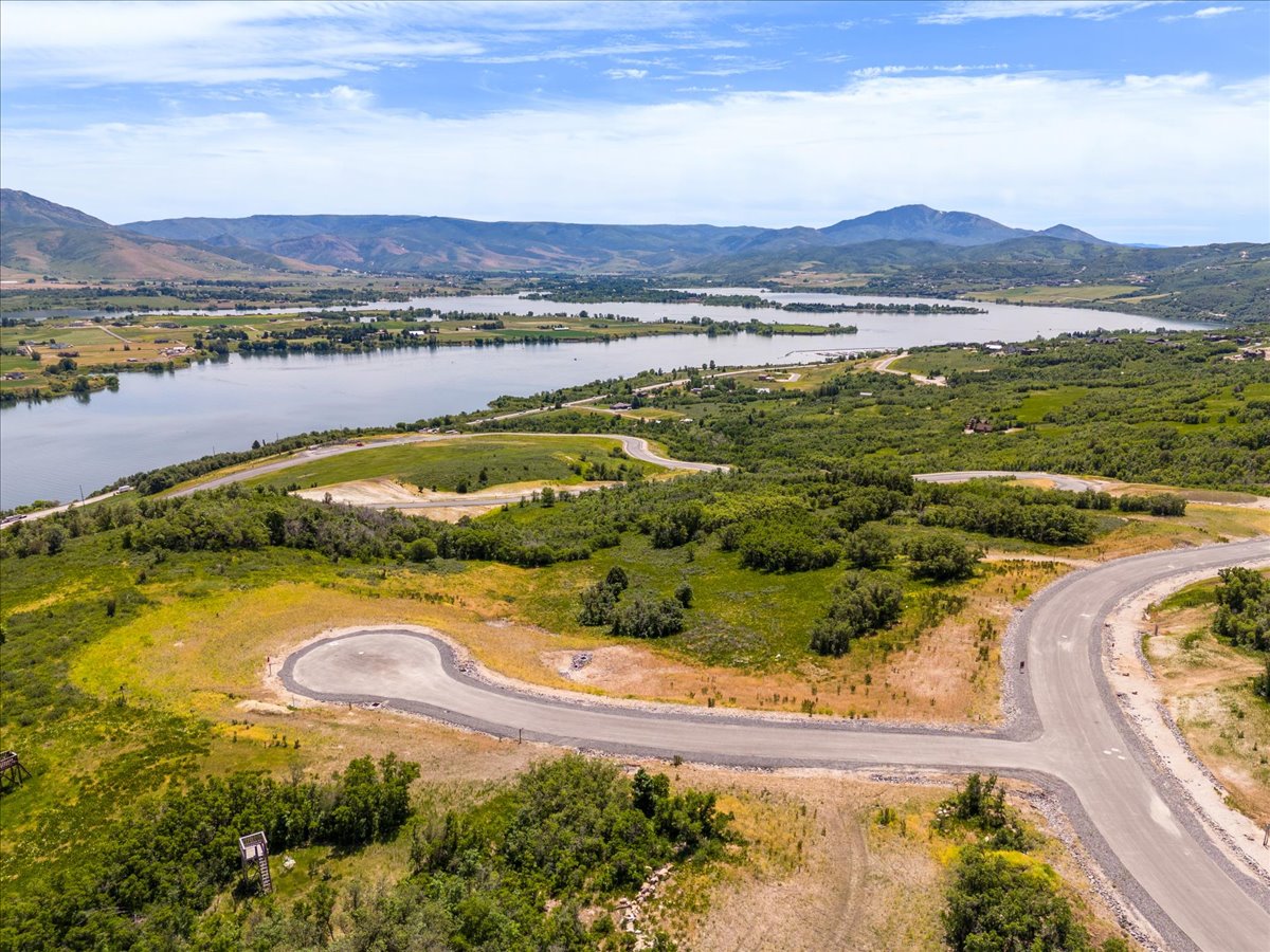 Drone / aerial view of a water and mountain view