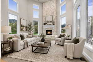 Soaring ceilings with extensive window placements