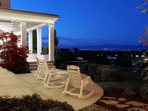 Covered front porch with white columns