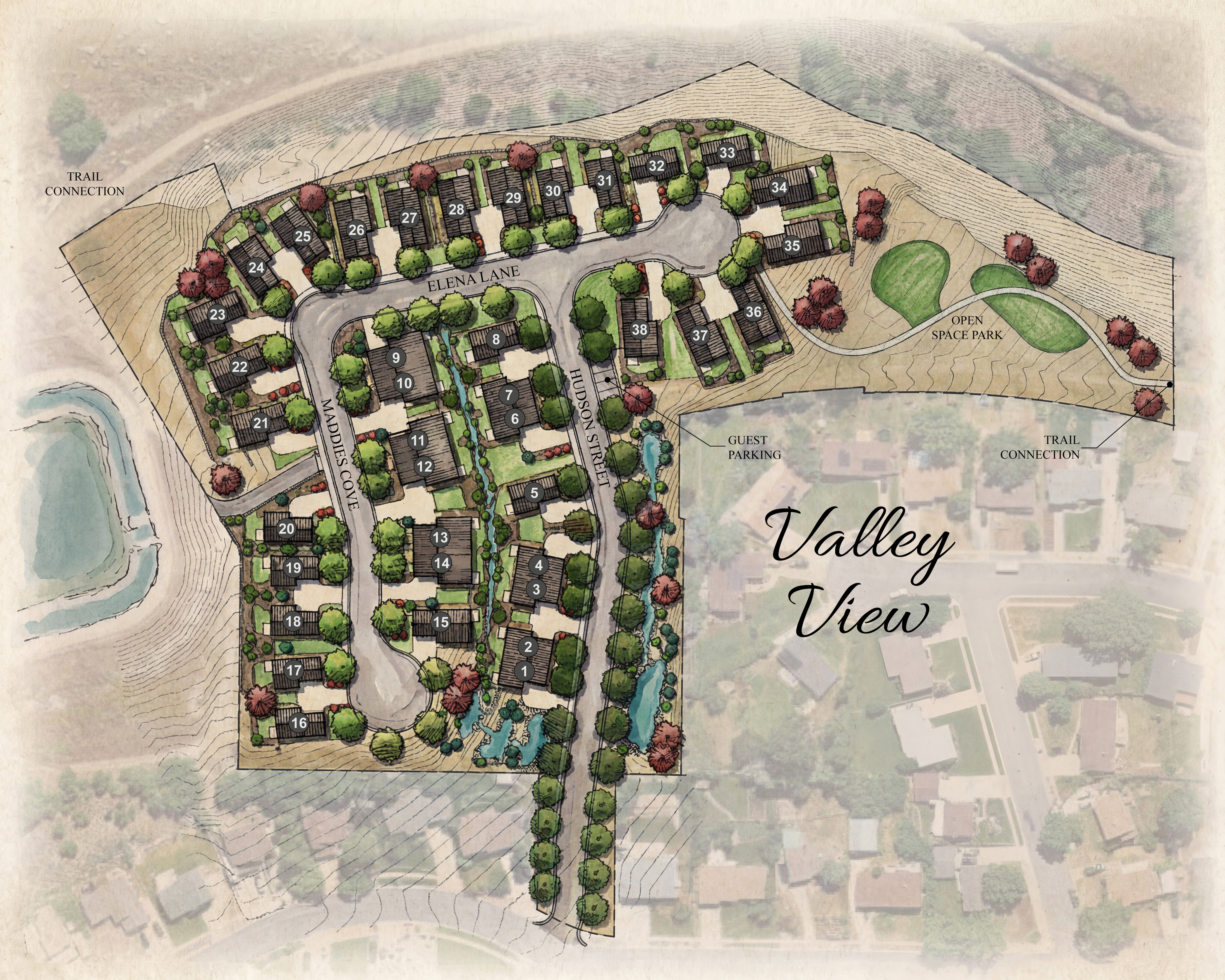 Site Plan Lot 21. Illustrating the property's layout, individual unit locations, and common areas