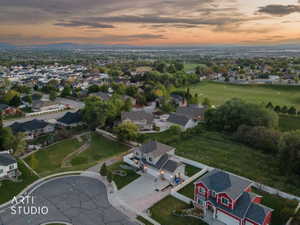 Expansive residential area featuring established homes, mature trees, and open green spaces