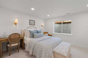 Recessed ceiling lighting complements wall sconces