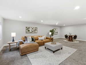 Very spacious family room with large windows