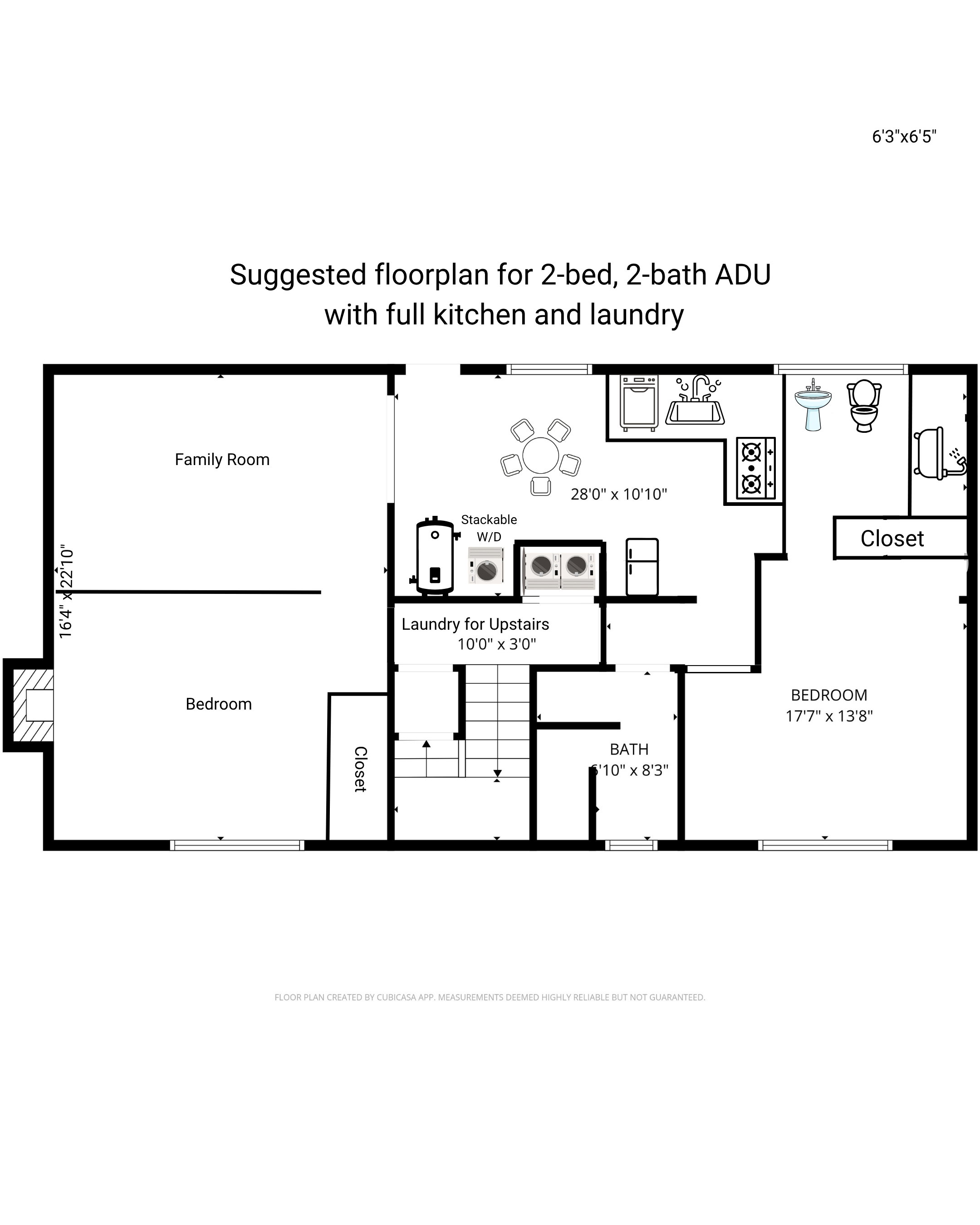 Optional remodel to include a 2 bedroom, 2 bathroom ADU complete with laundry and family room