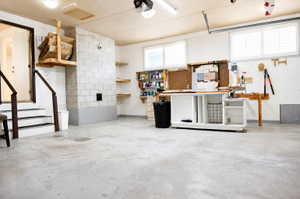 Neat and organized garage workshop space