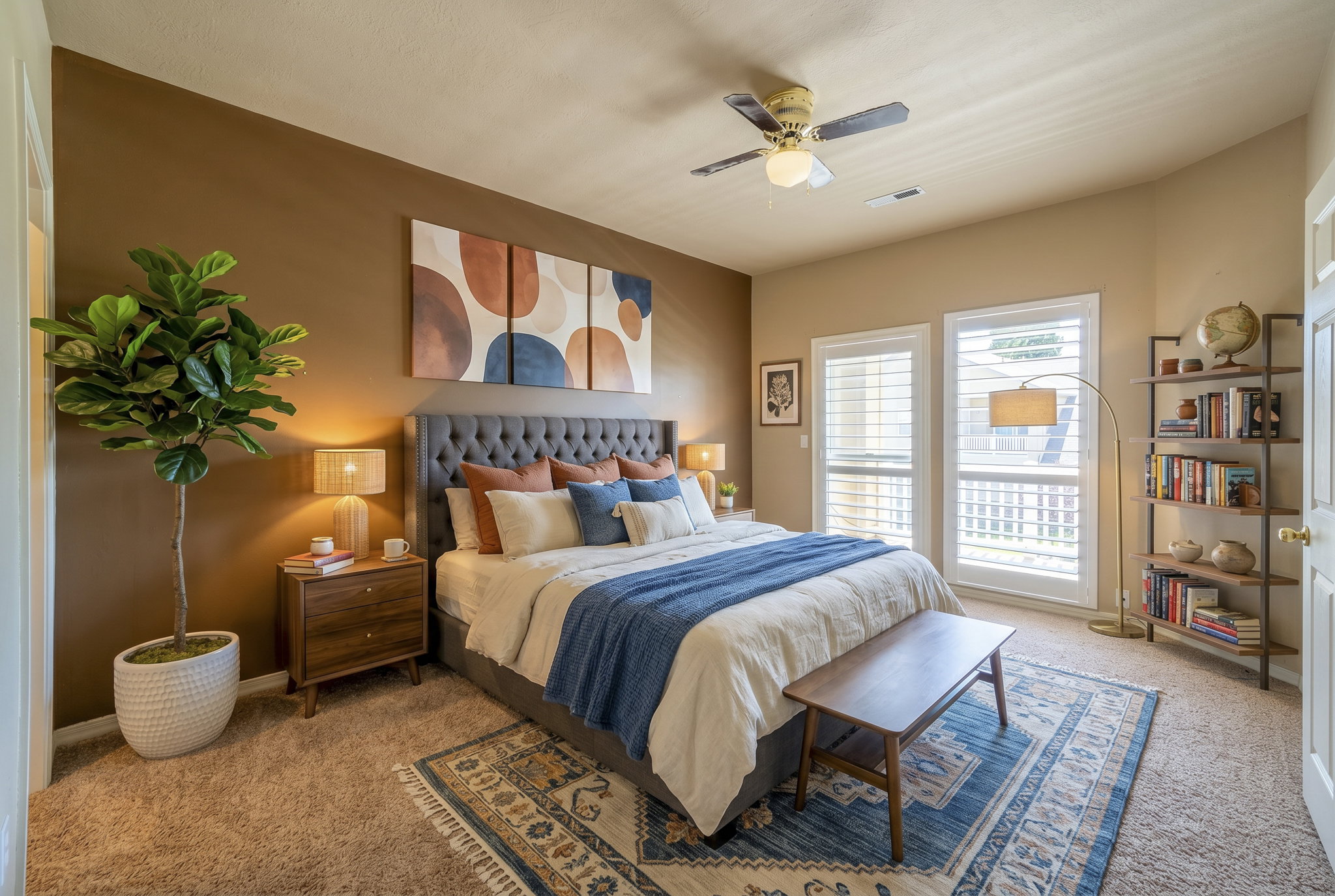 Virtually staged primary bedroom