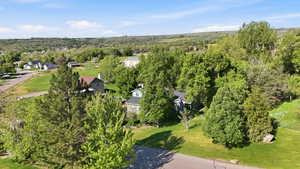 Expansive green landscape with residential properties and mature trees