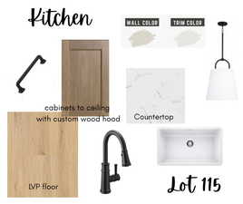Kitchen Design Board. Illustrating material and finish selections for the property's kitchen