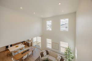 Soaring ceilings with recessed lighting