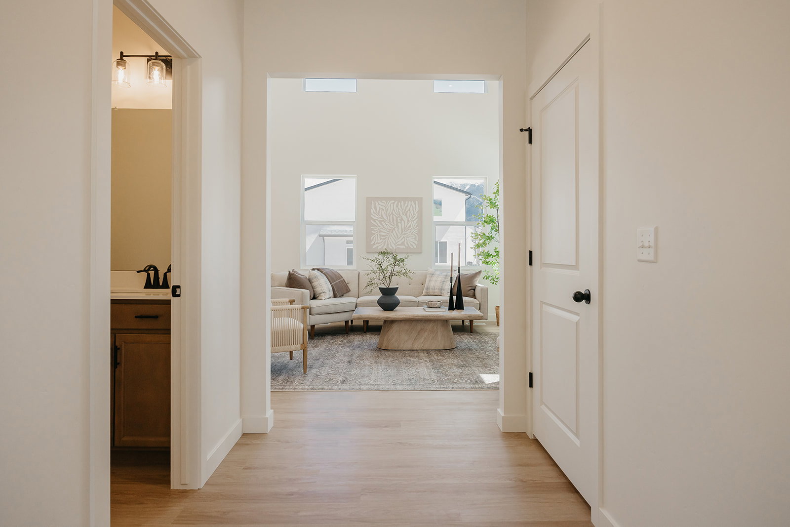 Light wood-finish flooring throughout