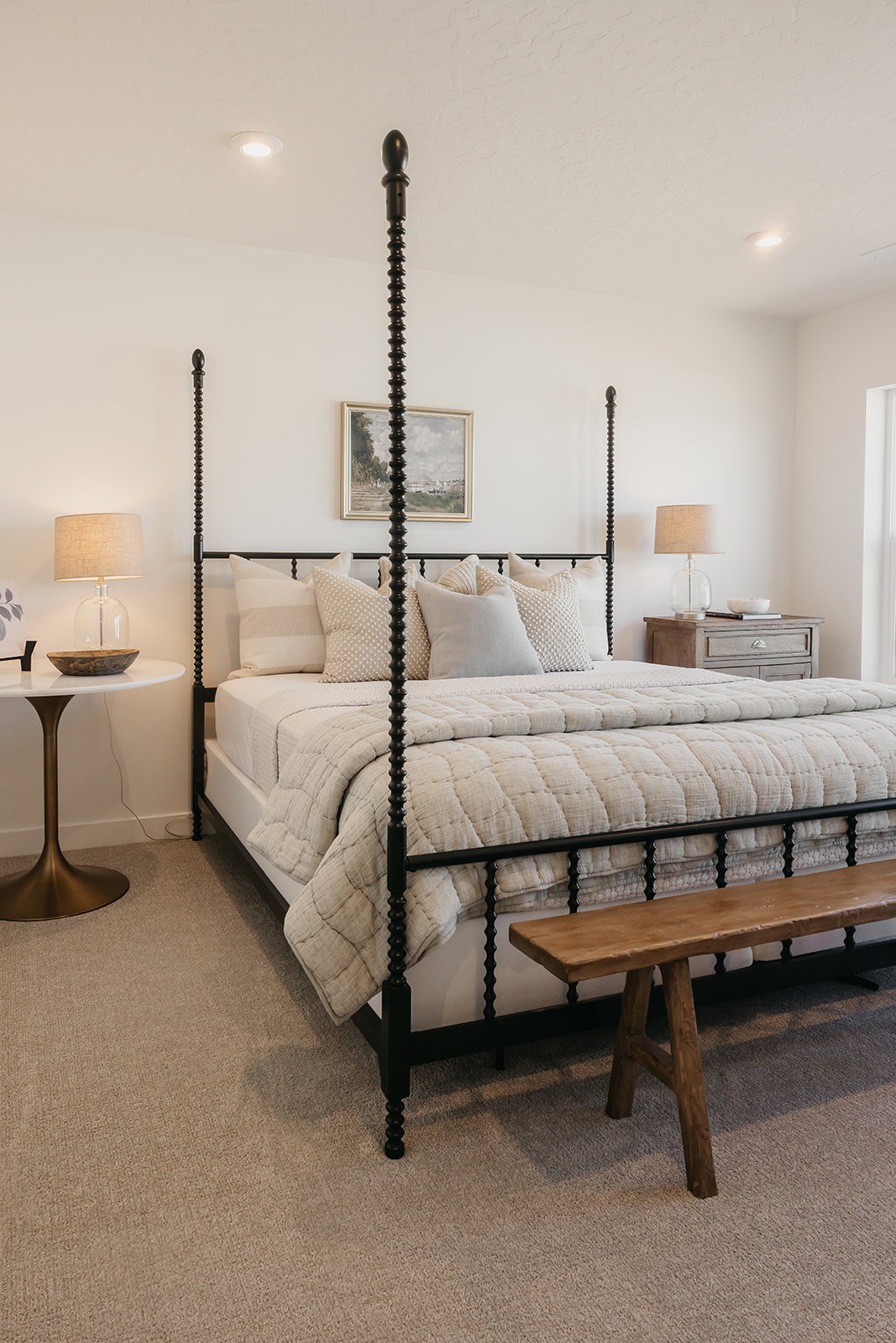 Bright interior space featuring recessed lighting and neutral-toned carpeting