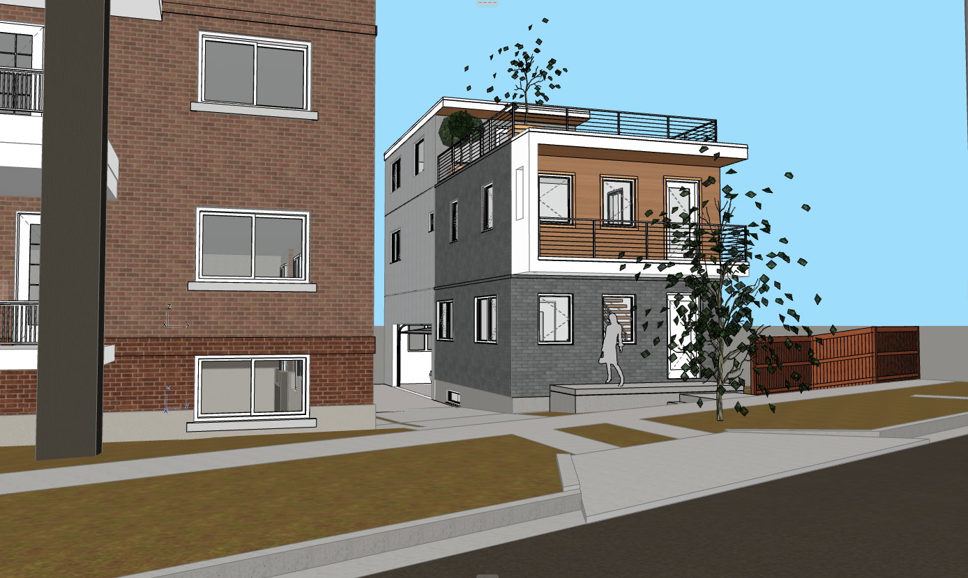 Architectural Rendering. Illustrating the property's exterior design and surrounding structures