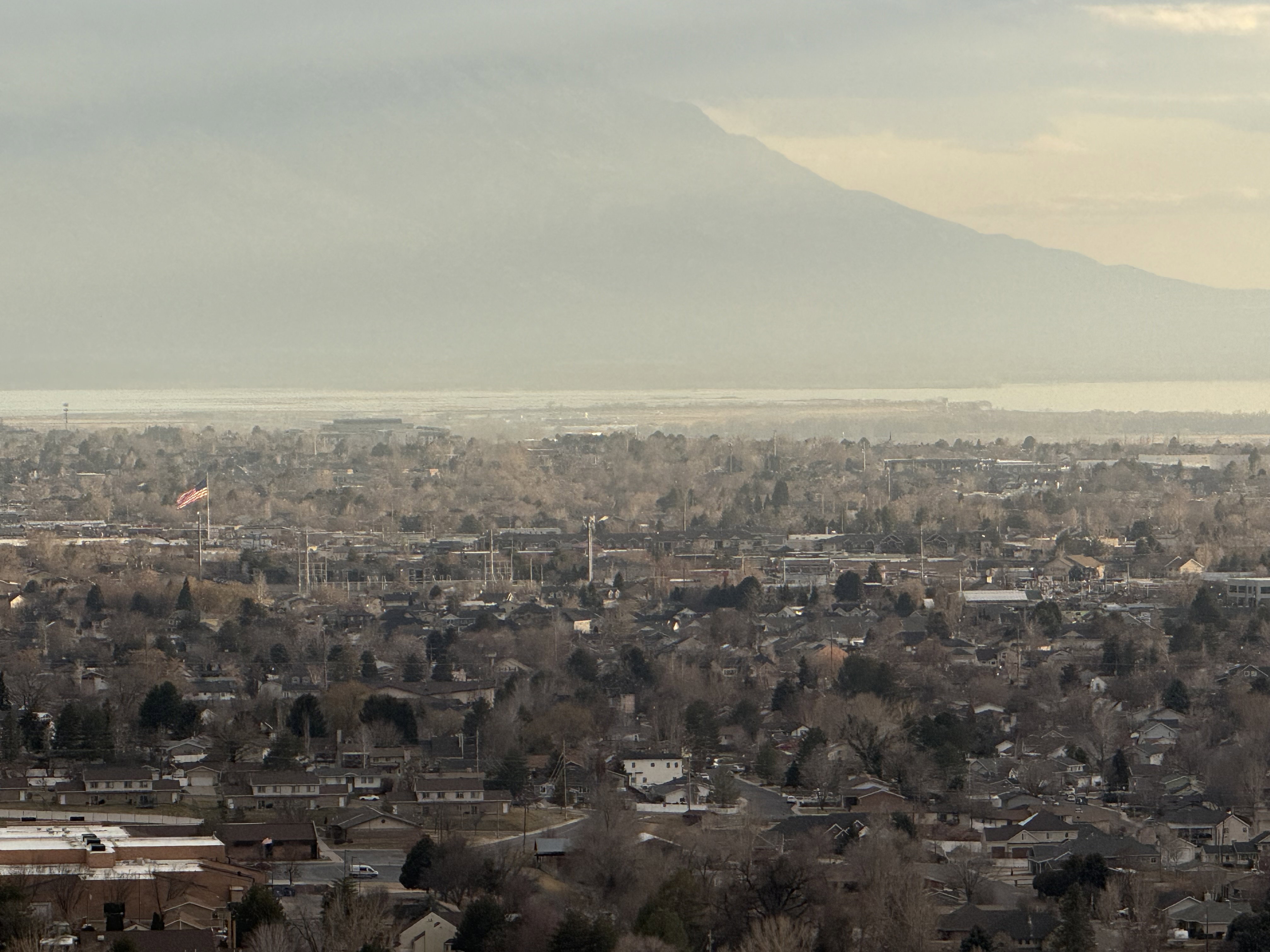 Expansive aerial perspective showcasing a significant residential and urban landscape