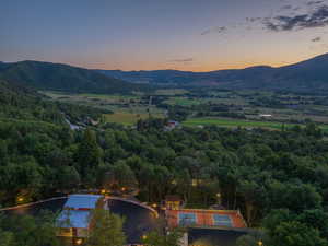Mountain valley landscape featuring extensive tree coverage