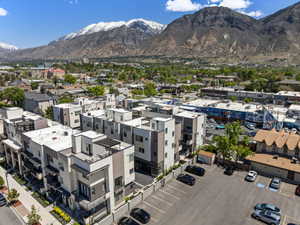 Drone / aerial view of a mountainous background