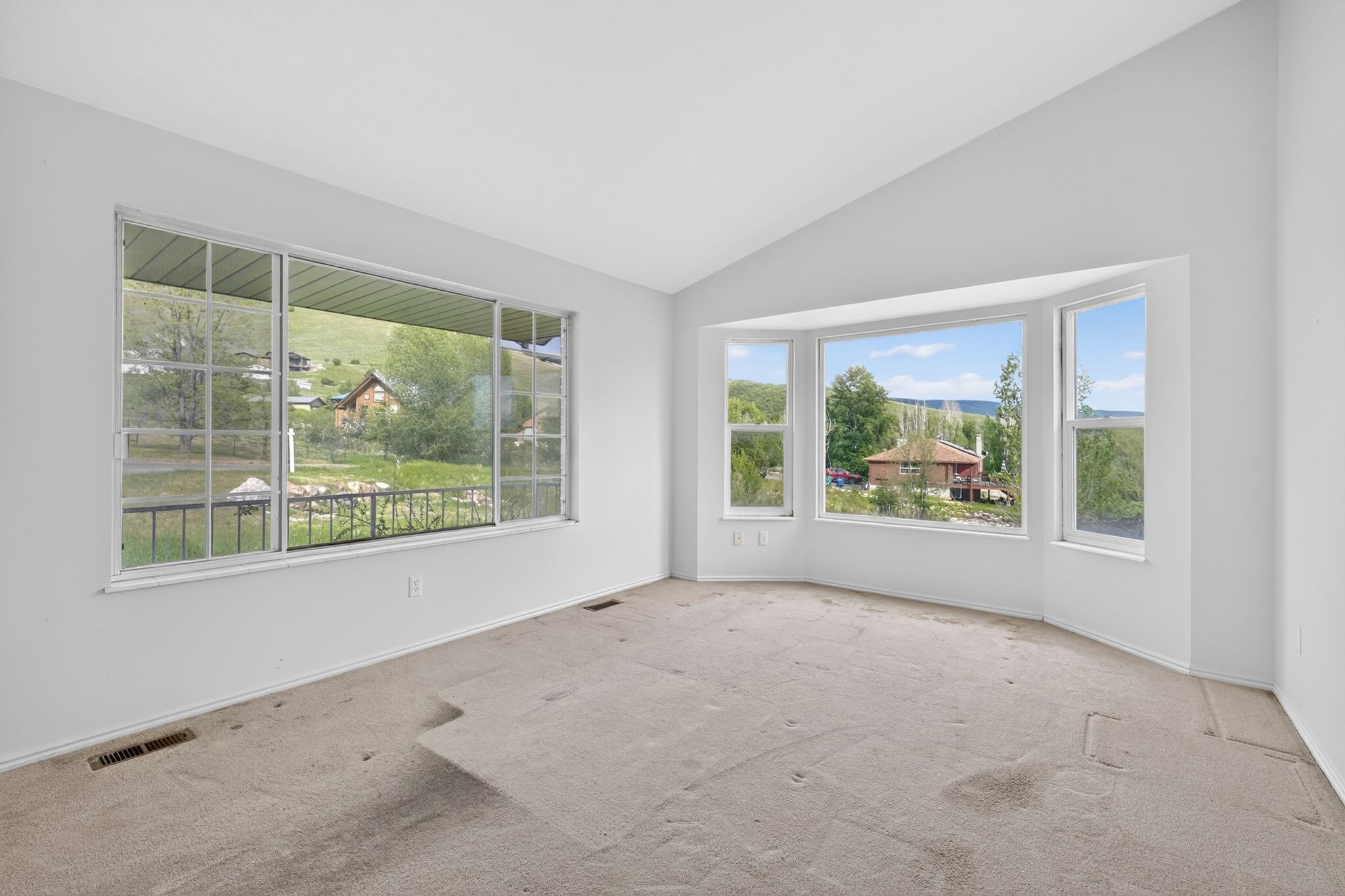 Spacious interior with vaulted ceilings