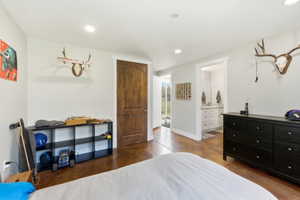 Interior room featuring polished concrete flooring and recessed lighting