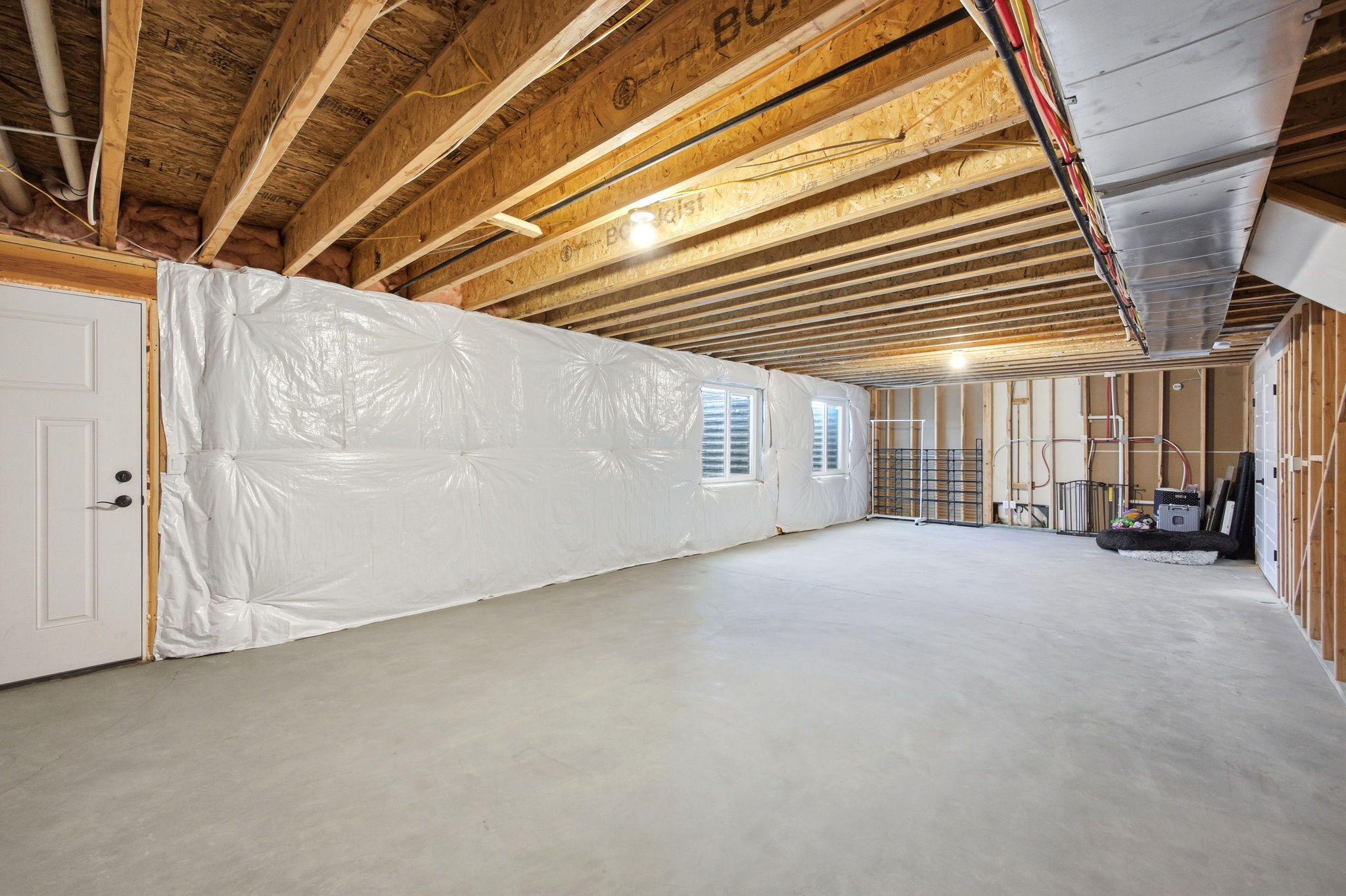 Unfinished basement already plumbed with bar