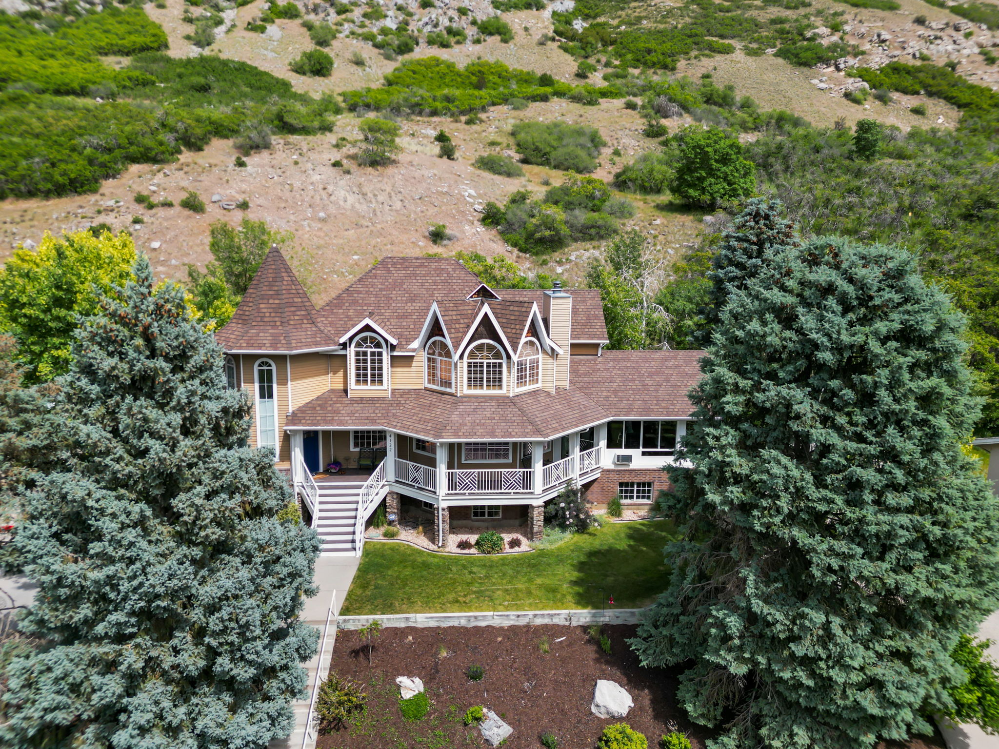 Arial view of front of home