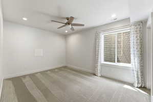 Neutral carpeting with subtle stripe pattern