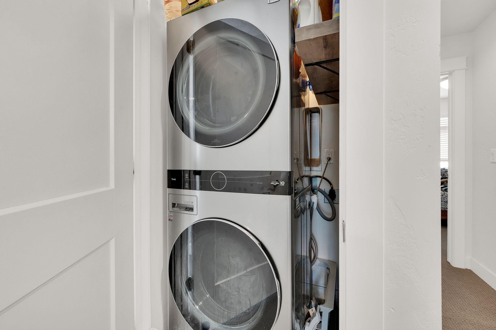 Stackable stainless steel washer and dryer units