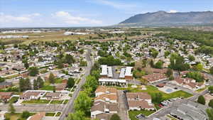 Aerial perspective showcasing a residential community with varied architectural styles