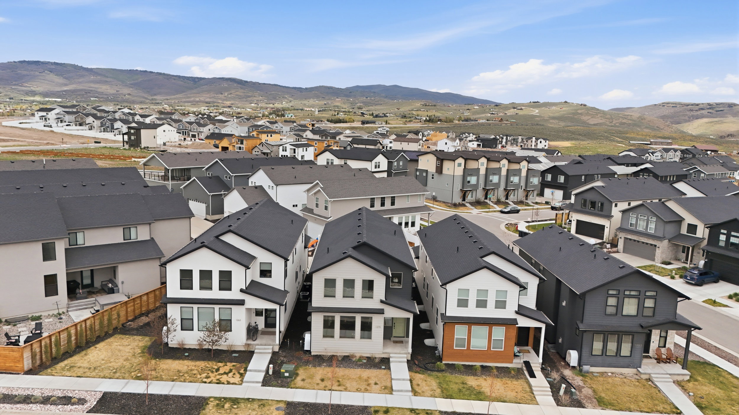 Modern residential community featuring a variety of architectural styles