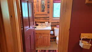 View to the main floor bath from the laundry room.