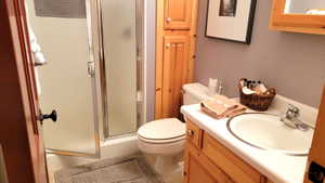 A 3/4 bath is adjacent to the lower level family room.