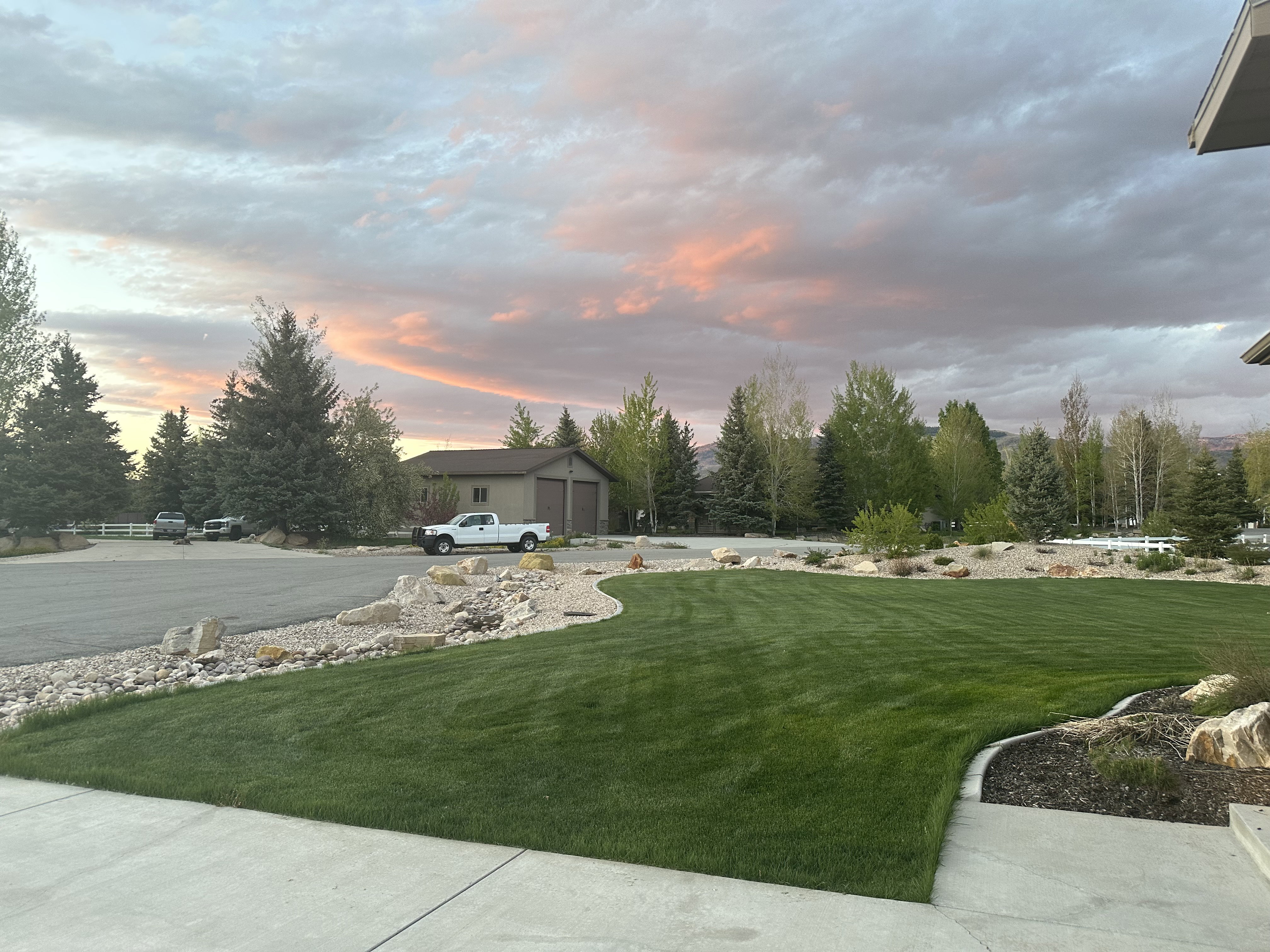 Expansive green lawn with defined edging