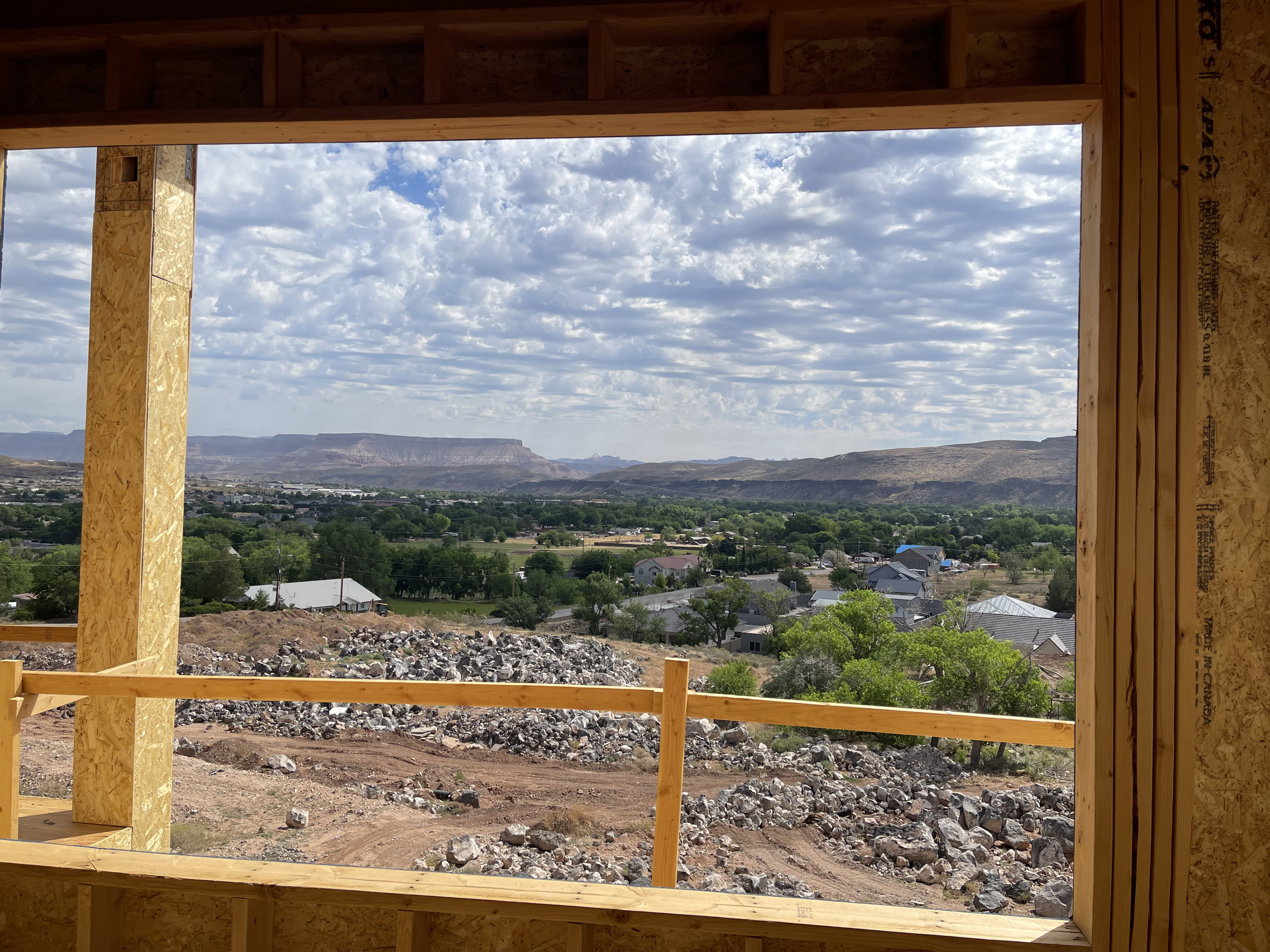 Framed mountain and valley scenery