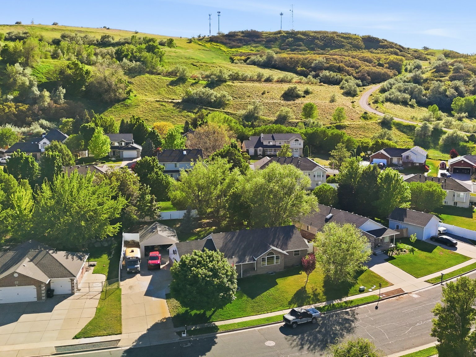 Residential neighborhood featuring established homes and abundant mature trees