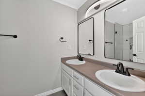 Dual vanity featuring undermount sinks and matte black fixtures