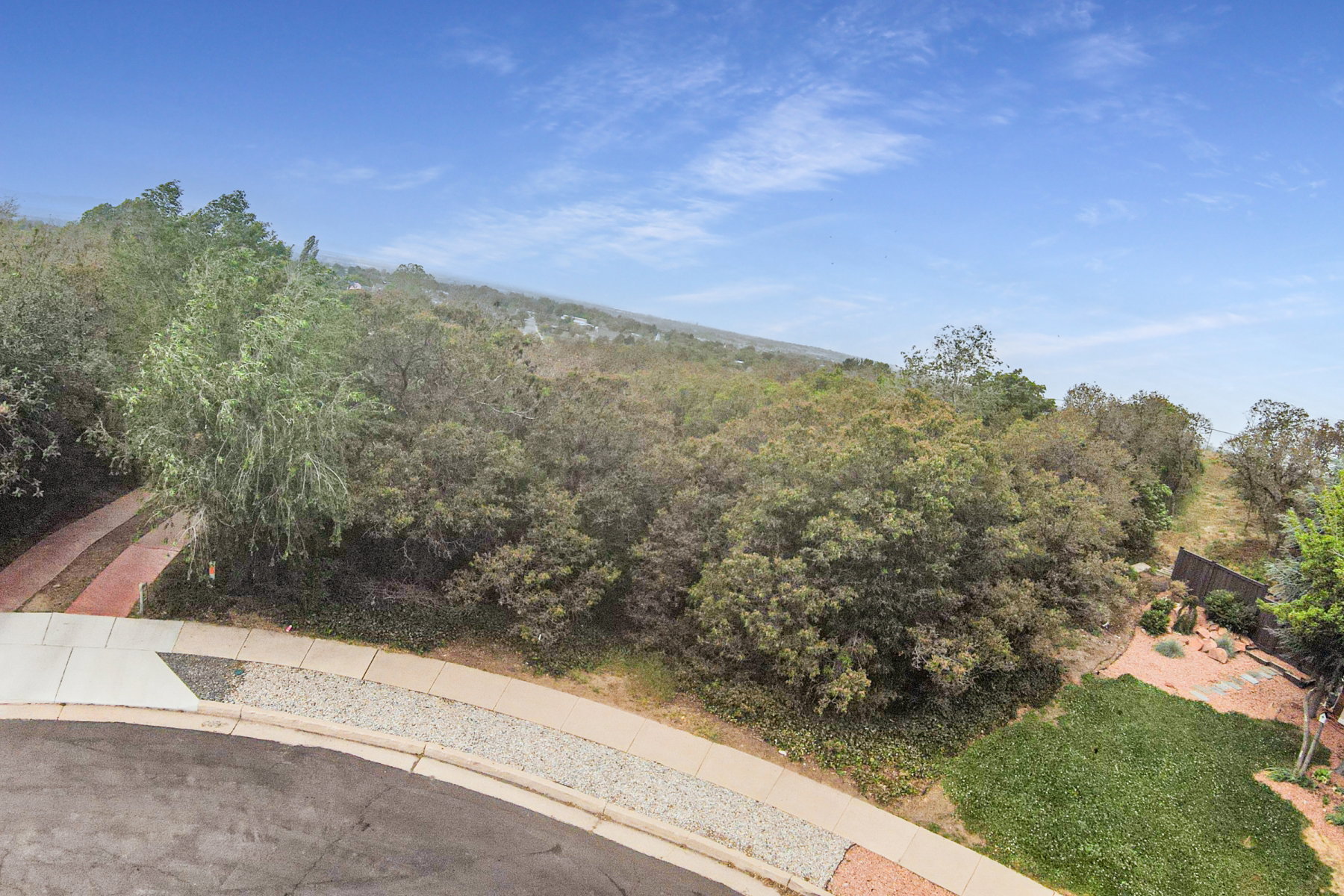Expansive natural landscape with mature trees and a distant hillside backdrop