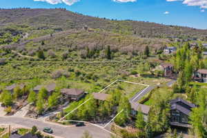 Expansive lot featuring a cleared building site, existing driveway access, and mature trees