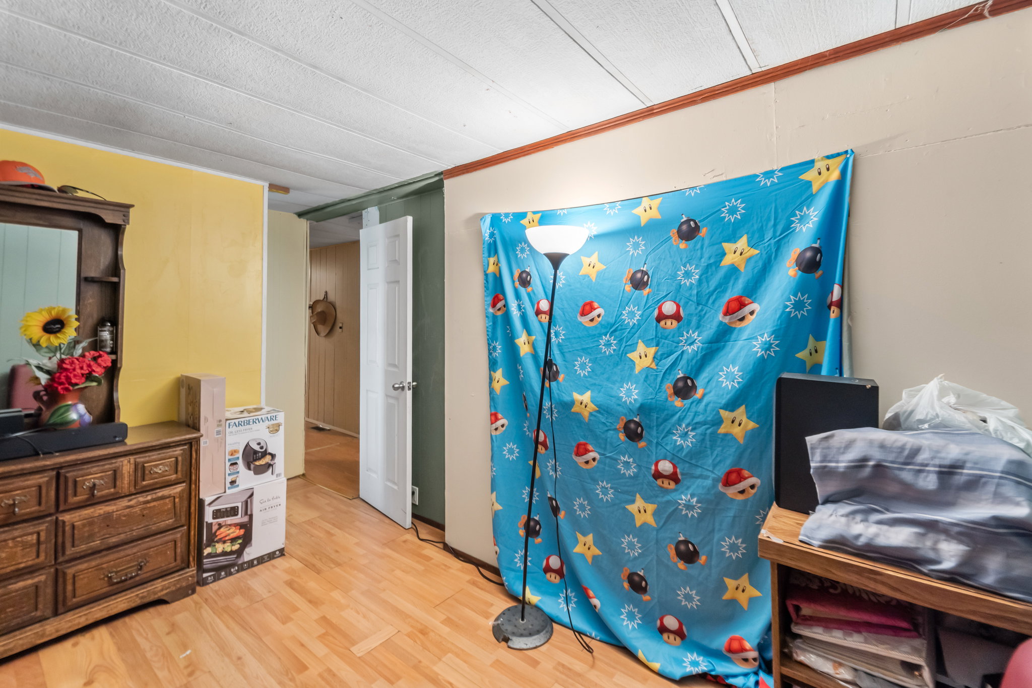 Wood-finish flooring throughout