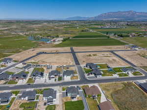 Developed residential area featuring completed streets and building lots