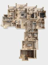 Floor plan 3D rendered using AI.